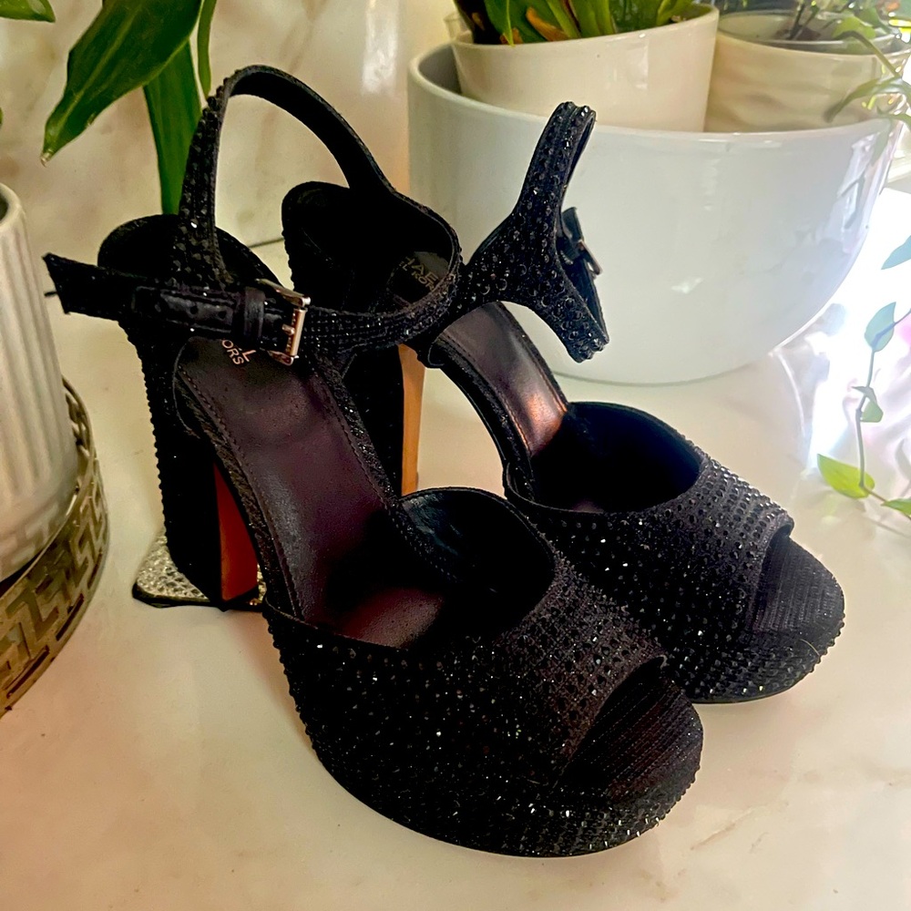 Michael Kors, black high heels, sparkling